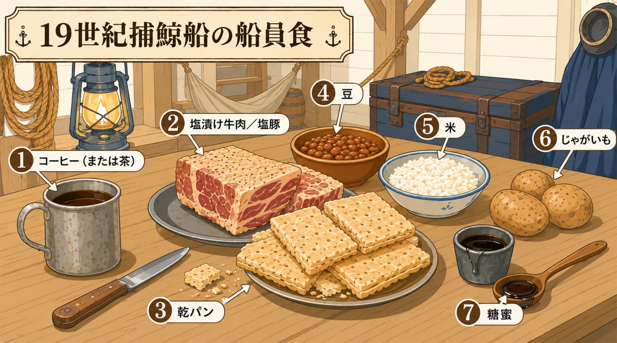 19世紀捕鯨船の船員食